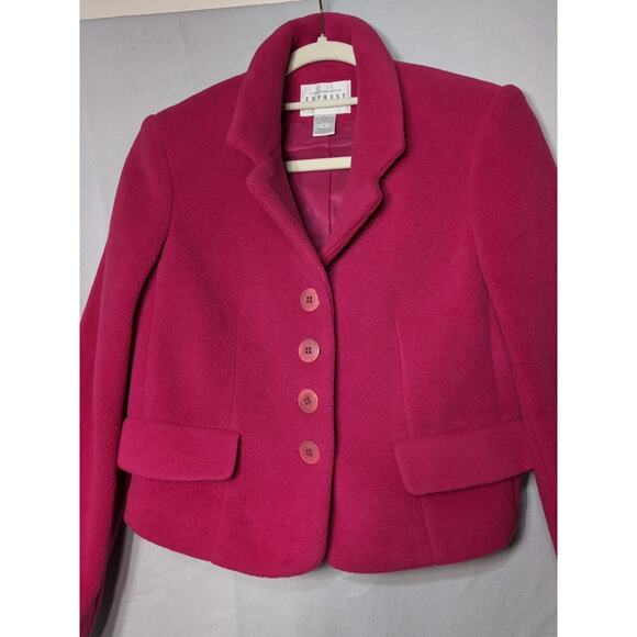 Vintage Express Womens Cropped fleece Jacket Coat Barbie Pink Sz S (P)(590) - Picture 2 of 7